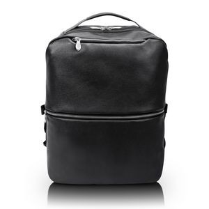 EAST SIDE | 17" Black Leather Convertible Laptop & Tablet Backpack & Cross-Body | McKleinUSA