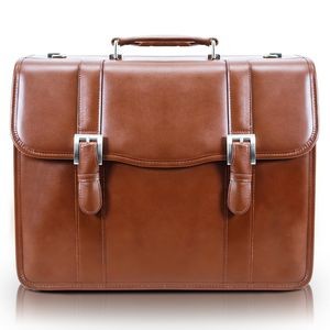 FLOURNOY | 15" Brown Leather Double-Compartment Laptop Briefcase | McKleinUSA