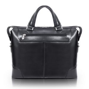 ARCADIA | 17" Black Leather Slim Laptop Briefcase | McKleinUSA