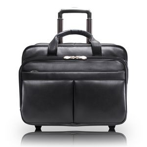 BOWERY | 15" Black Leather Wheeled Laptop Briefcase | McKleinUSA