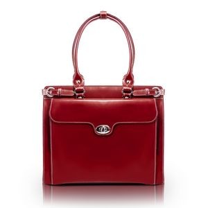 WINNETKA | 15" Red Leather Laptop Briefcase | McKleinUSA
