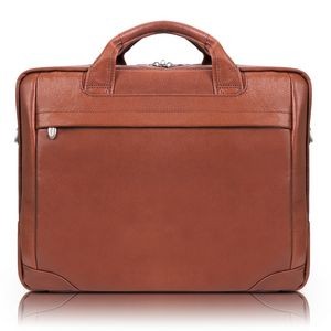 BRIDGEPORT | 17" Brown Leather Large Laptop Briefcase | McKleinUSA