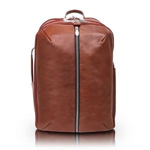 ENGLEWOOD | 17" Brown Leather Triple-Compartment Carry-All Laptop & Tablet Backpack | McKleinUSA
