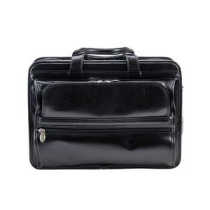 ELSTON | 15" Black Leather Double-Compartment Laptop Briefcase | McKleinUSA