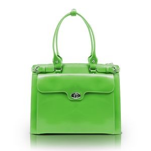 WINNETKA | 15" Green Leather Laptop Briefcase w/ Removable Sleeve | McKleinUSA