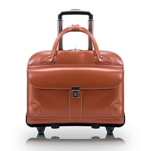 LAKEWOOD | 15" Brown Leather Detachable-Wheeled Laptop Case | McKleinUSA