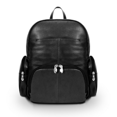 CUMBERLAND | 15" Black Leather Dual-Compartment Laptop Backpack | McKleinUSA
