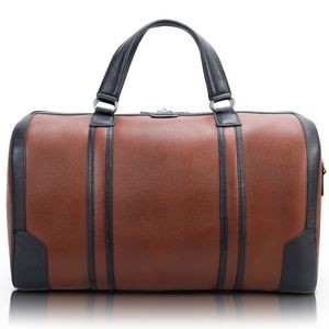 KINZIE | 20" Brown Leather Two-Tone Tablet Carry-All Duffel | McKleinUSA
