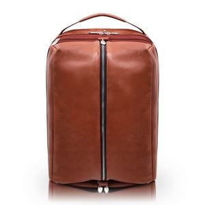 SOUTH SHORE | 17" Brown Leather Carry-All Overnight Laptop & Tablet Backpack | McKleinUSA