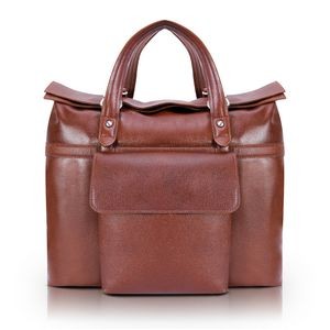 EDGEFIELD | 17" Brown Leather Roll Top Laptop Briefcase | McKleinUSA