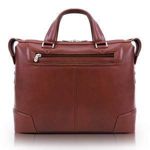 ARCADIA | 17" Brown Leather Slim Laptop Briefcase | McKleinUSA