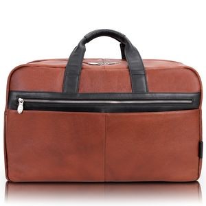 WELLINGTON | 21" Brown Leather Two-Tone Dual-Compartment Laptop & Tablet Duffel | McKleinUSA