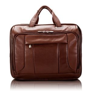 RIVER WEST | 15" Brown Leather Fly-Through Laptop Case | McKleinUSA