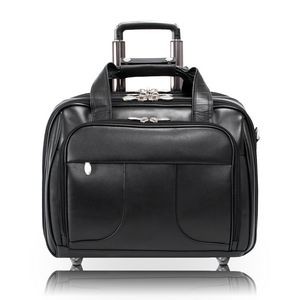CHICAGO | 17" Black Leather Wheeled Laptop Overnight w/ Removable Briefcase | McKleinUSA