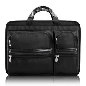 HUBBARD | 15" Black Nylon Double-Compartment Laptop Briefcase | McKleinUSA