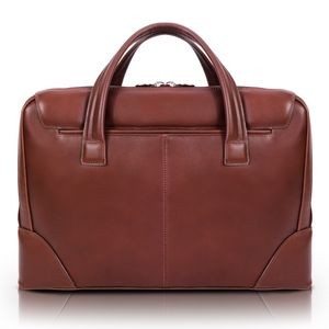 HARPSWELL | 17" Brown Leather Dual-Compartment Laptop Briefcase | McKleinUSA