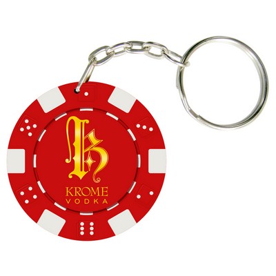 Dice Style Poker Chip Keychain (10 Colors) No Minimums (2 Side Imprint)