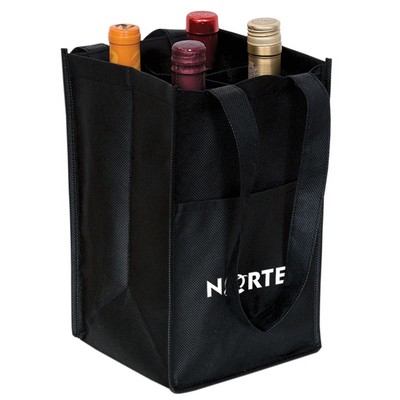 Non Woven Four Bottle Wine Tote Bag