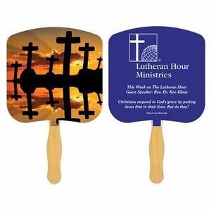 Religious Hand Fan/ Crosses at Sunset