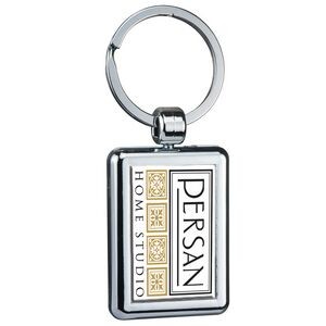 Two Sided Budget Chrome Plated Plastic Domed Key Tag Rectangle