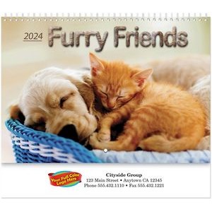 Full Colour Furry Friends Spiral Wall Calendar