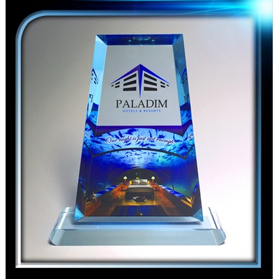 Executive Series Blue Trapezoid Award w/Base (5"x7"x3/4")
