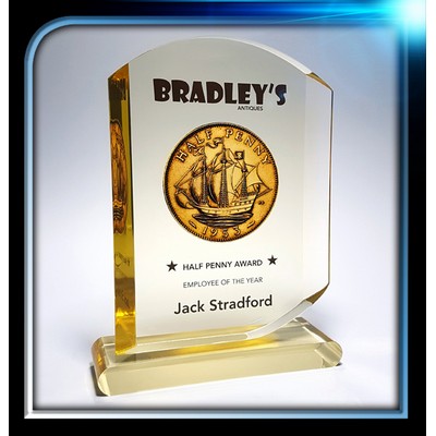 Executive Series Gold Rounded Top Award w/Base (6"x8"x3/4")