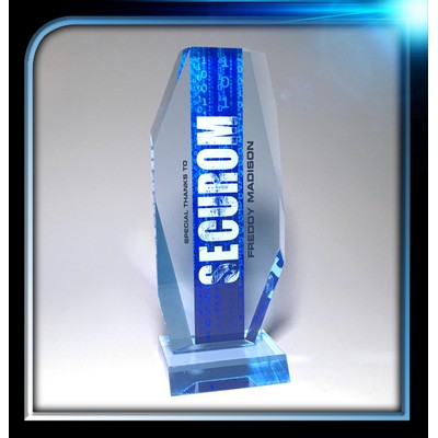 Executive Series Blue Geometric Award w/Base (4"x9"x3/4")