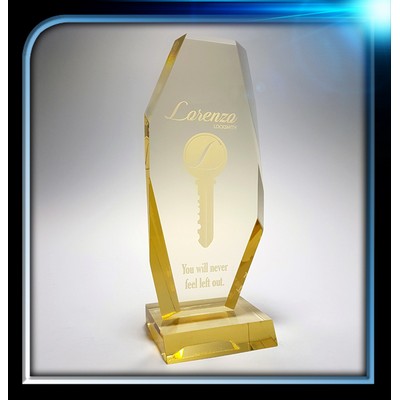 Executive Series Gold Geometric Award w/Base (4"x9"x3/4")