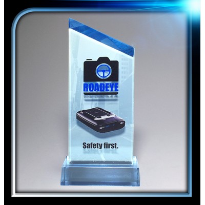 Executive Series Blue Slanted Top Award w/Base (3"x7"x3/4")