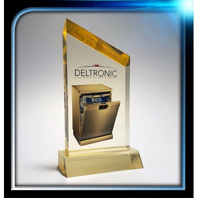 Executive Series Gold Slanted Top Award w/Base (3"x5 3/4"x3/4")