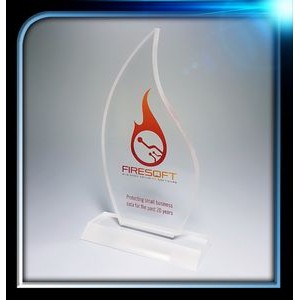 Frosted Series Acrylic Flame Award w/Base (3 3/4"x7"x3/8")