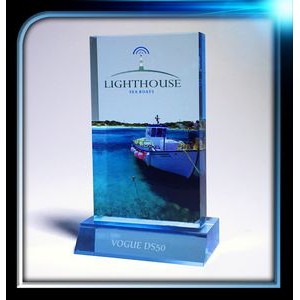 Executive Series Blue Rectangle Award w/Base (3"x5"x3/4")