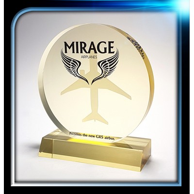 Executive Series Gold Round Award w/Base (5" Dia.x3/4")