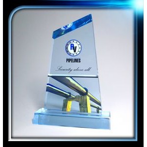 Executive Series Blue Angled Top Award w/Base (4"x6 1/2" x3/4")