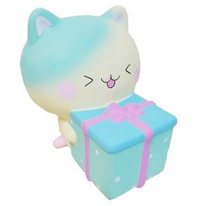 Slow Rising Scented Cat w/Blue Gift Box Squishy