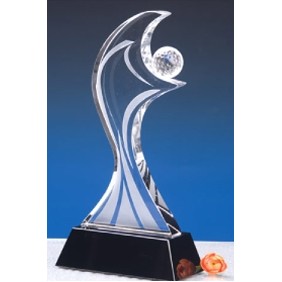 Crystal Series Golf Ball Crystal Award w/Rectangle Base