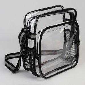 Clear Shoulder Bag w/Multiple Zipper Pockets