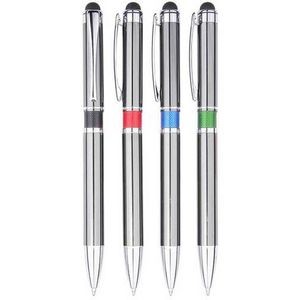 2-in-1 Aluminum Ballpoint Pen/Stylus w/Colored Ring Accent