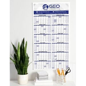 Wall Calendar | Large Span-A-Year, Dry Eraser Friendly w/ 4-Color Custom Graphics Included