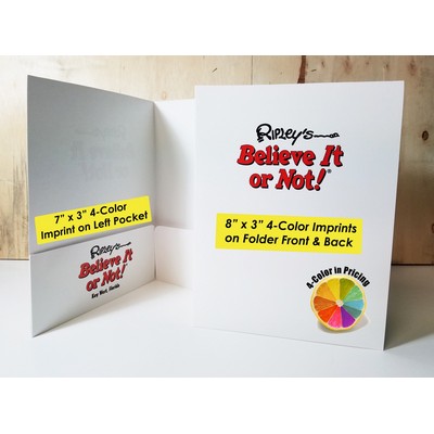 Economy Pocket Folder (3 Full Color Imprint Areas, High Gloss Finish & Business Card Slot)