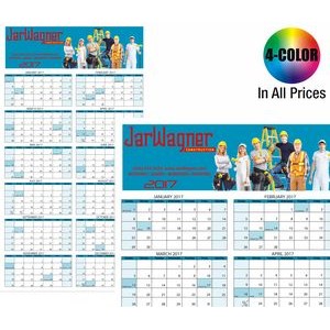 Wall Calendar: Jumbo Size Year-At-A-Glance, Dry Eraser Friendly W/ 4-Color Custom Graphics Included