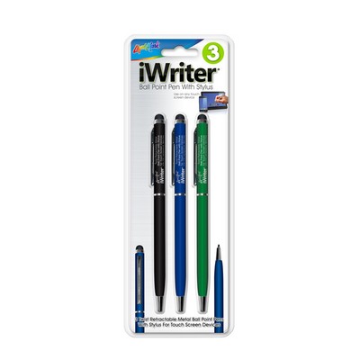 Liqui-Mark® iWriter® Metal Retractable Ballpoint Styluses Pen (3-Pack)