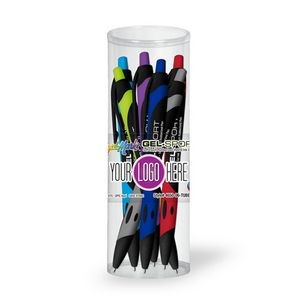 Gel Sport Soft Touch Rubberized Hybrid Ink Gel Pen 6 Pack Tube Set with Full Color Decal