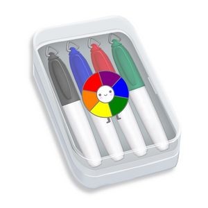Mini Sharp Mark Fine Tip Permanent Marker in Clear Plastic Box (4-Pack/Full-Color Decal)