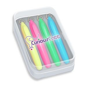 Liqui-Mark® Mini Brite Spots® Highlighter in Clear Plastic Box (4 Pack/Full-Color Decal)