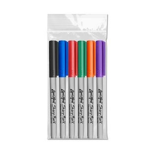 Liqui-Mark Fine Point Permanent Pocket Markers - USA Made - 6 Pack
