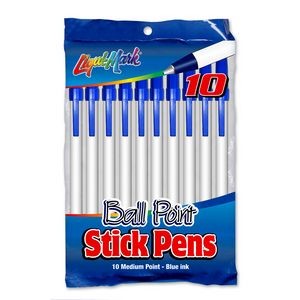 Liqui-Mark Pack of 10 Medium Point Stick Pens (Blue)