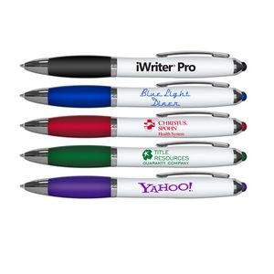 Liqui-Mark® iWriter® Pro - Stylus Retractable Ballpoint Pen w/White Barrel