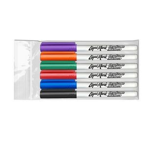 Liqui-Mark Fine Point Dry Erase Markers - USA Made - 6 Pack